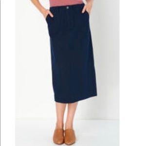 Christopher & Banks Stretch Navy Midi Skirt